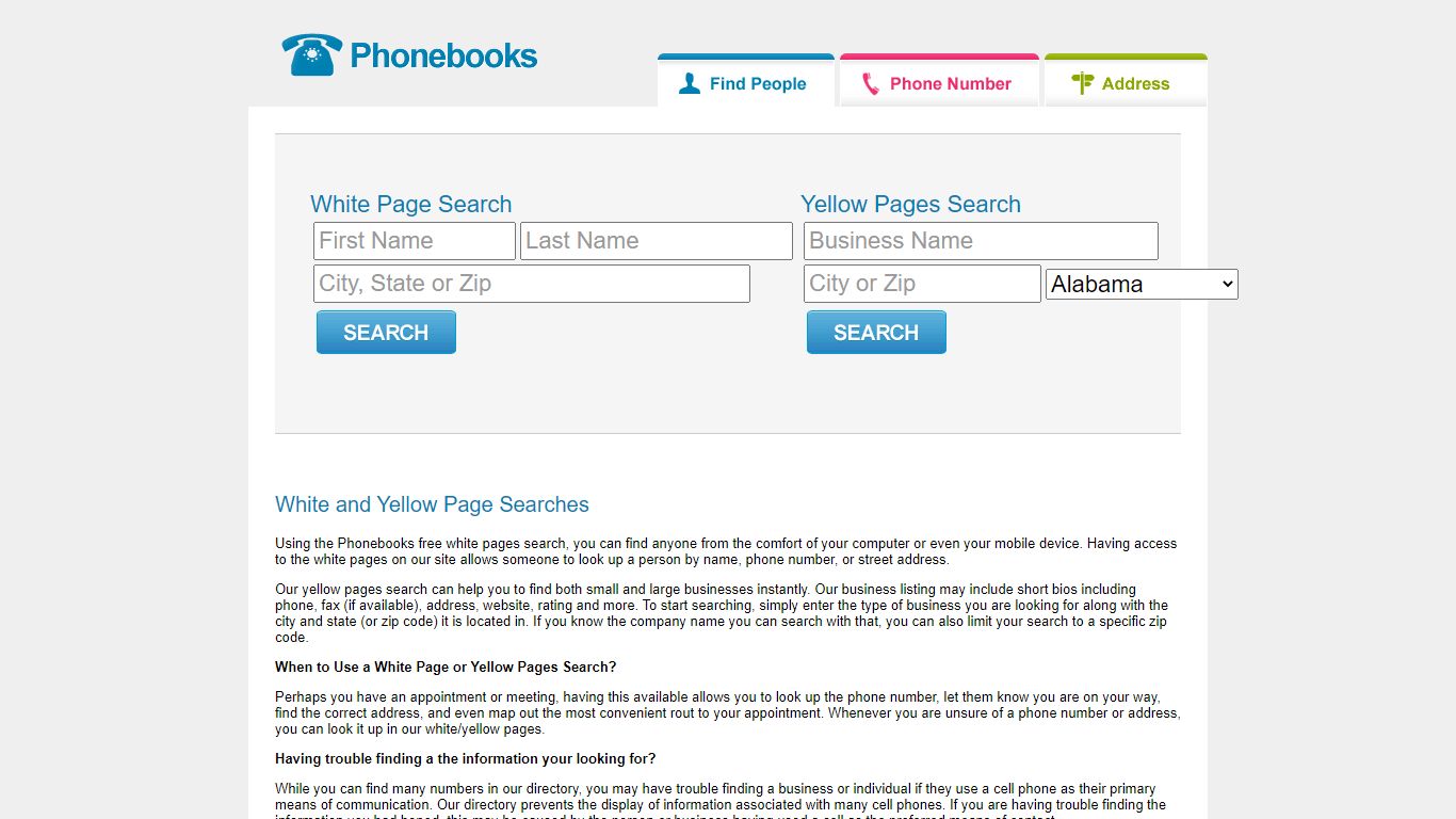 Free White Pages and Yellow Pages - Phonebooks